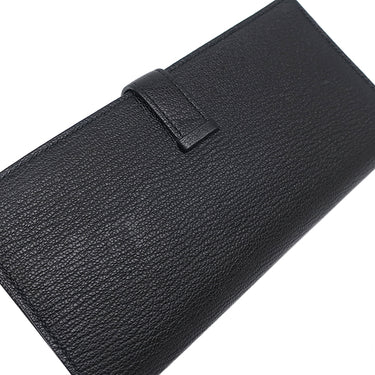 エルメス HERMES ベアンスフレ ブラック シェブルミゾル 長財布 シルバー金具 黒 二つ折り財布