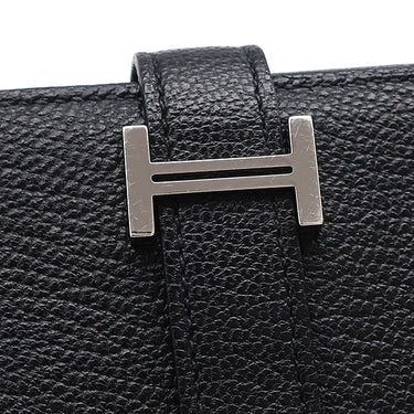 エルメス HERMES ベアンスフレ ブラック シェブルミゾル 長財布 シルバー金具 黒 二つ折り財布