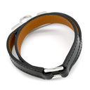 エルメス HERMES リヴァル ドゥブルトゥール ブラック レザー メタル ブレスレット シルバー金具 レザーブレス 二重 二連 スタッズ
