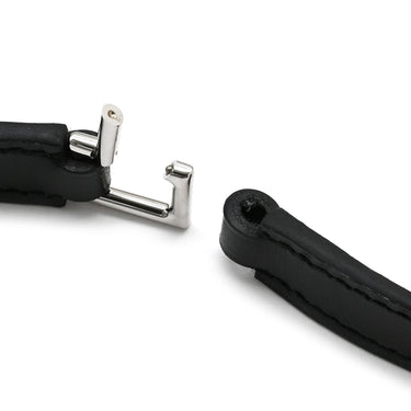 エルメス HERMES リヴァル ドゥブルトゥール ブラック レザー メタル ブレスレット シルバー金具 レザーブレス 二重 二連 スタッズ