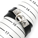 エルメス HERMES リヴァル ドゥブルトゥール ブラック レザー メタル ブレスレット シルバー金具 レザーブレス 二重 二連 スタッズ