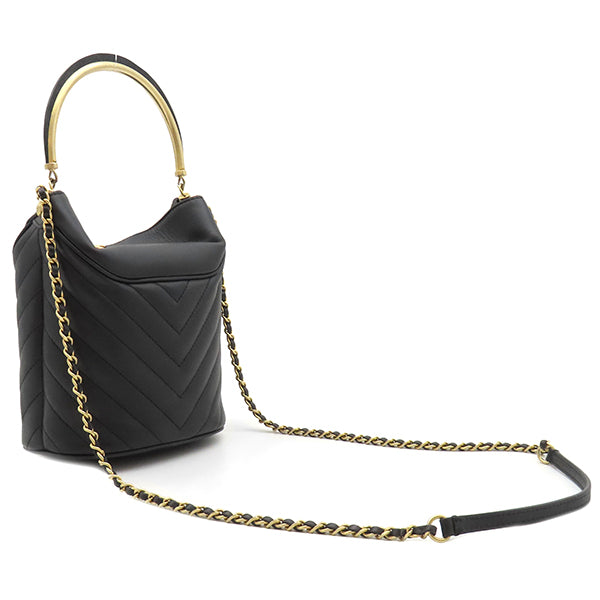 シャネル CHANEL シェブロン ウィズ シック ブラック ラムスキン 2WAY