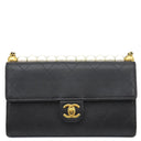 シャネル CHANEL マトラッセ パール チェーンウォレット ブラック ラムスキン フェイクパール チェーンウォレット ゴールド金具 黒 チェーンショルダー