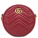 グッチ GUCCI GGマーモント ラウンドショルダー 550154 レッド レザー ショルダーバッグ ゴールド金具 赤 チェーンショルダー