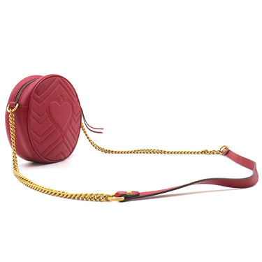 グッチ GUCCI GGマーモント ラウンドショルダー 550154 レッド レザー ショルダーバッグ ゴールド金具 赤 チェーンショルダー