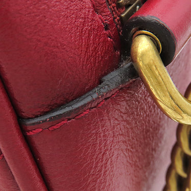 グッチ GUCCI GGマーモント ラウンドショルダー 550154 レッド レザー ショルダーバッグ ゴールド金具 赤 チェーンショルダー