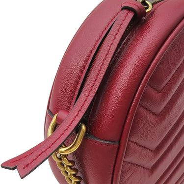 グッチ GUCCI GGマーモント ラウンドショルダー 550154 レッド レザー ショルダーバッグ ゴールド金具 赤 チェーンショルダー