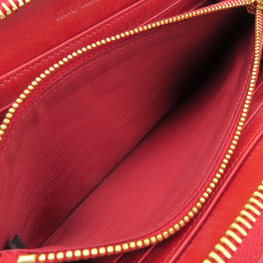 ミュウミュウ MIU MIU マテラッセ ラウンドファスナー 5M0506 レッド レザー 長財布 ゴールド金具 赤