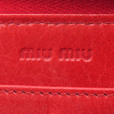 ミュウミュウ MIU MIU マテラッセ ラウンドファスナー 5M0506 レッド レザー 長財布 ゴールド金具 赤