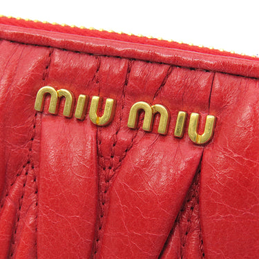 ミュウミュウ MIU MIU マテラッセ ラウンドファスナー 5M0506 レッド レザー 長財布 ゴールド金具 赤
