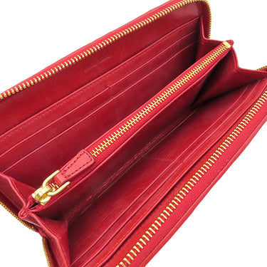 ミュウミュウ MIU MIU マテラッセ ラウンドファスナー 5M0506 レッド レザー 長財布 ゴールド金具 赤