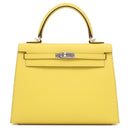 エルメス HERMES ケリー25 外縫い ジョーヌナプル ヴォーエプソン 2WAYバッグ シルバー金具 黄色 ショルダー