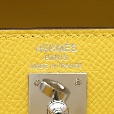 エルメス HERMES ケリー25 外縫い ジョーヌナプル ヴォーエプソン 2WAYバッグ シルバー金具 黄色 ショルダー