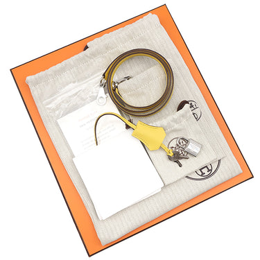 エルメス HERMES ケリー25 外縫い ジョーヌナプル ヴォーエプソン 2WAYバッグ シルバー金具 黄色 ショルダー