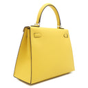 エルメス HERMES ケリー25 外縫い ジョーヌナプル ヴォーエプソン 2WAYバッグ シルバー金具 黄色 ショルダー