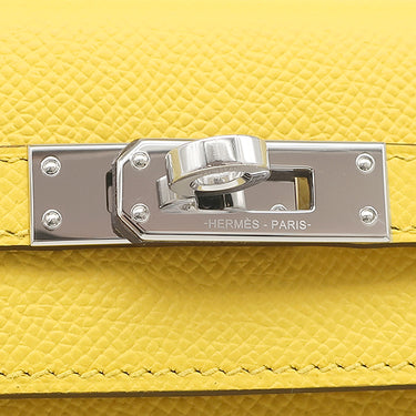 エルメス HERMES ケリー25 外縫い ジョーヌナプル ヴォーエプソン 2WAYバッグ シルバー金具 黄色 ショルダー