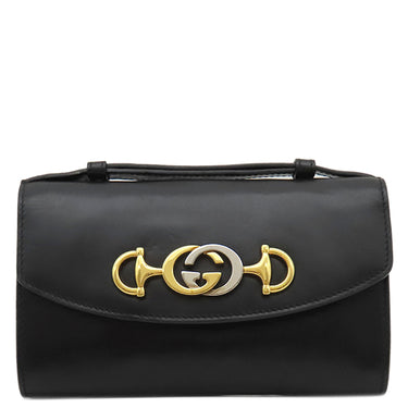 グッチ GUCCI ズゥミ 564718 ブラック レザー 2WAYバッグ ゴールド金具 黒 ハンドバッグ チェーンショルダー インターロッキングG ホースビット