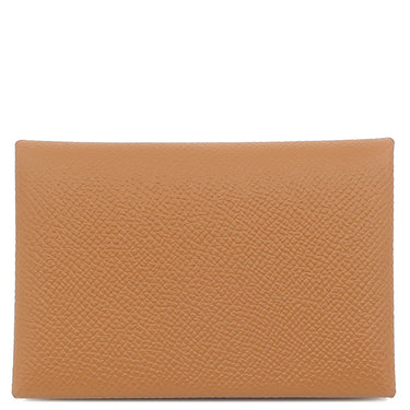 エルメス HERMES カルヴィ デュオ ゴールド ヴォーエプソン カードケース シルバー金具 新品 未使用 茶 フラグメントケース