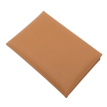 エルメス HERMES カルヴィ デュオ ゴールド ヴォーエプソン カードケース シルバー金具 新品 未使用 茶 フラグメントケース