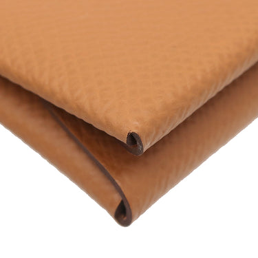 エルメス HERMES カルヴィ デュオ ゴールド ヴォーエプソン カードケース シルバー金具 新品 未使用 茶 フラグメントケース