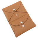 エルメス HERMES カルヴィ デュオ ゴールド ヴォーエプソン カードケース シルバー金具 新品 未使用 茶 フラグメントケース