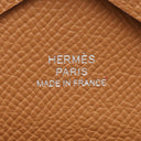 エルメス HERMES カルヴィ デュオ ゴールド ヴォーエプソン カードケース シルバー金具 新品 未使用 茶 フラグメントケース