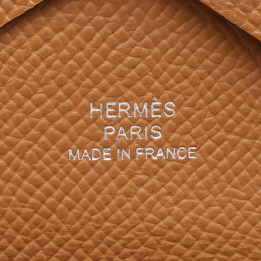 エルメス HERMES カルヴィ デュオ ゴールド ヴォーエプソン カードケース シルバー金具 新品 未使用 茶 フラグメントケース