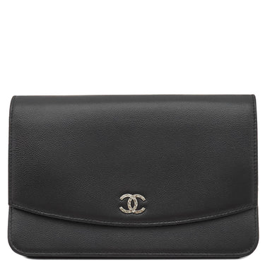 シャネル CHANEL セブルガ チェーンショルダー A46316 ブラック レザー キャビアスキン チェーンウォレット シルバー金具 黒 ココマーク