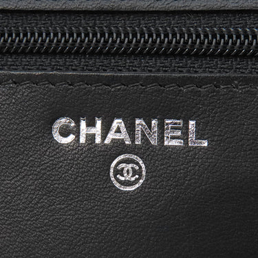 シャネル CHANEL セブルガ チェーンショルダー A46316 ブラック レザー キャビアスキン チェーンウォレット シルバー金具 黒 ココマーク