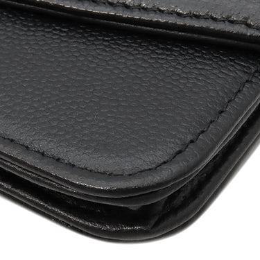 シャネル CHANEL セブルガ チェーンショルダー A46316 ブラック レザー キャビアスキン チェーンウォレット シルバー金具 黒 ココマーク