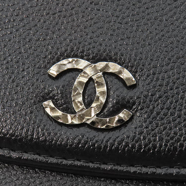 シャネル CHANEL セブルガ チェーンショルダー A46316 ブラック レザー キャビアスキン チェーンウォレット シルバー金具 黒 ココマーク