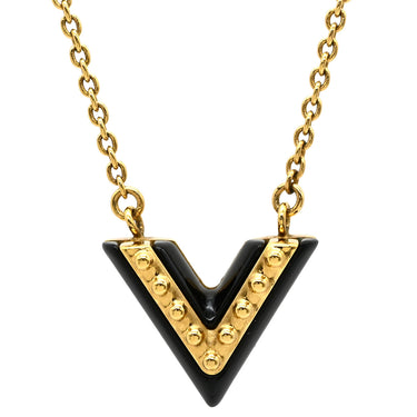 ルイヴィトン LOUIS VUITTON エセンシャルＶ M63181 ゴールド×ブラック GP ネックレス LVサークル