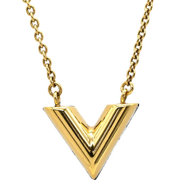 ルイヴィトン LOUIS VUITTON エセンシャルＶ M63181 ゴールド×ブラック GP ネックレス LVサークル