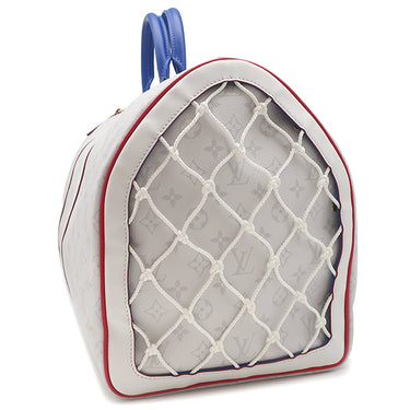 ルイヴィトン LOUIS VUITTON LV x NBA キーポル バンドリエール 55 M45586 アンタークティカ モノグラムキャンバス ボストンバッグ ゴールド金具 白 NBAコラボ ネームタグ欠品