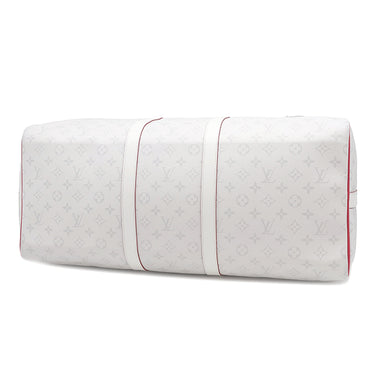 ルイヴィトン LOUIS VUITTON LV x NBA キーポル バンドリエール 55 M45586 アンタークティカ モノグラムキャンバス ボストンバッグ ゴールド金具 白 NBAコラボ ネームタグ欠品