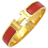 エルメス HERMES クリックH PM レッド×ゴールド GP エナメル ブレスレット Hブレス バングル