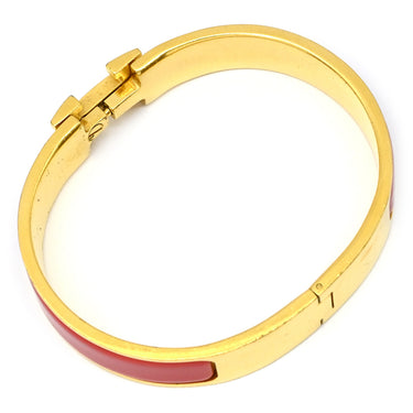 エルメス HERMES クリックH PM レッド×ゴールド GP エナメル ブレスレット Hブレス バングル
