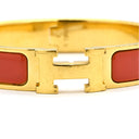 エルメス HERMES クリックH PM レッド×ゴールド GP エナメル ブレスレット Hブレス バングル