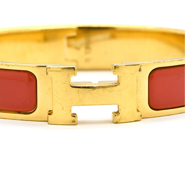 エルメス HERMES クリックH PM レッド×ゴールド GP エナメル ブレスレット Hブレス バングル