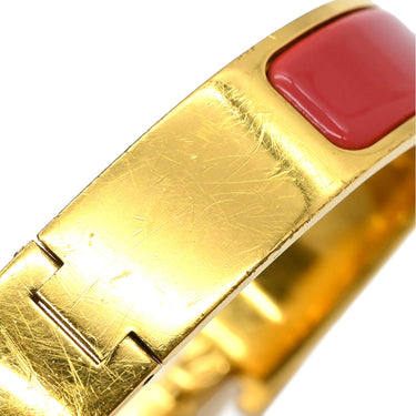 エルメス HERMES クリックH PM レッド×ゴールド GP エナメル ブレスレット Hブレス バングル