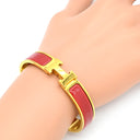 エルメス HERMES クリックH PM レッド×ゴールド GP エナメル ブレスレット Hブレス バングル