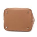 エルメス HERMES ピコタンロックMM ゴールド トリヨンクレマンス ハンドバッグ シルバー金具 茶