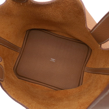 エルメス HERMES ピコタンロックMM ゴールド トリヨンクレマンス ハンドバッグ シルバー金具 茶