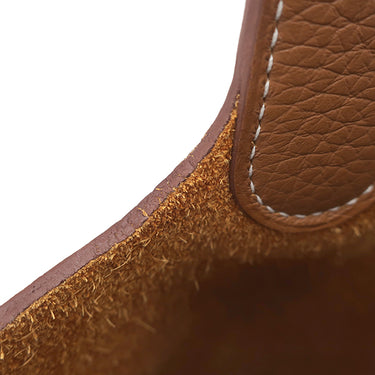 エルメス HERMES ピコタンロックMM ゴールド トリヨンクレマンス ハンドバッグ シルバー金具 茶