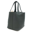 エルメス HERMES ピコタンロックMM ヴェールマングローブ トリヨンクレマンス ハンドバッグ ゴールド金具 深緑