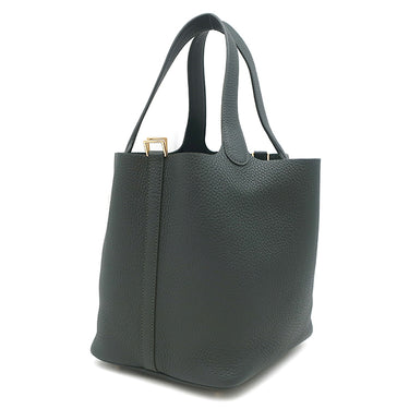 エルメス HERMES ピコタンロックMM ヴェールマングローブ トリヨンクレマンス ハンドバッグ ゴールド金具 深緑