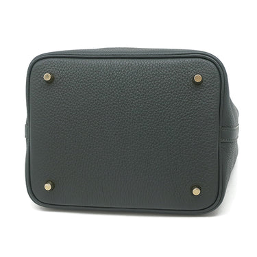 エルメス HERMES ピコタンロックMM ヴェールマングローブ トリヨンクレマンス ハンドバッグ ゴールド金具 深緑