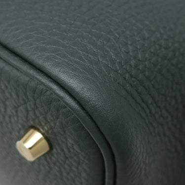 エルメス HERMES ピコタンロックMM ヴェールマングローブ トリヨンクレマンス ハンドバッグ ゴールド金具 深緑