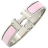 エルメス HERMES クリックH PM ピンク×シルバー メタル エナメル ブレスレット Hブレス