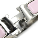 エルメス HERMES クリックH PM ピンク×シルバー メタル エナメル ブレスレット Hブレス